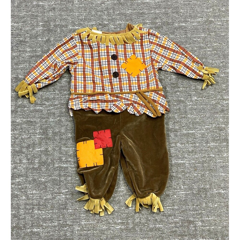 Scarecrow Halloween Plaid Long Sleeve Top Brown Pant 6-9 month miniwear costume